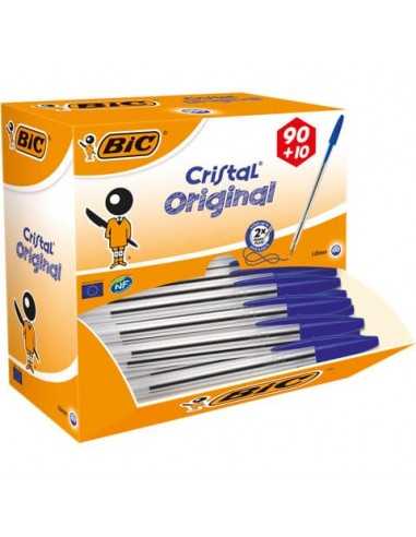 Penne a sfera BIC Cristal M 1 mm blu value pack 90+10 - 942910