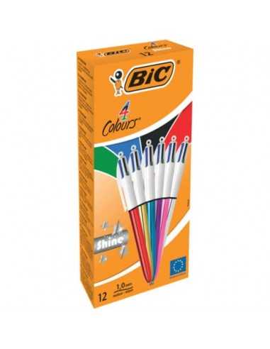 Penna a sfera a scatto BIC 4 Colours Shine M 1 mm assortiti 964775