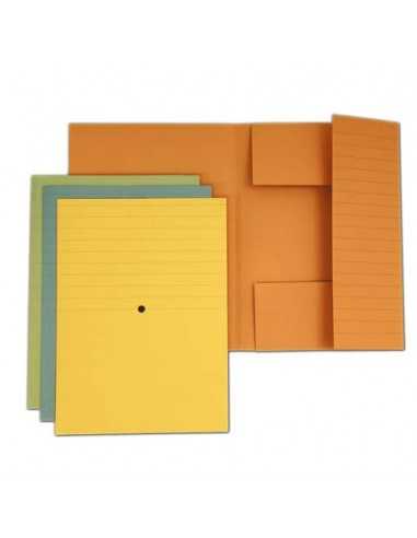 Cartelline a 3 lembi incollati 4Mat A4 in carta woodstock 285 g/m² dorso 2 cm arancio conf. da 20 pezzi - 3440 03