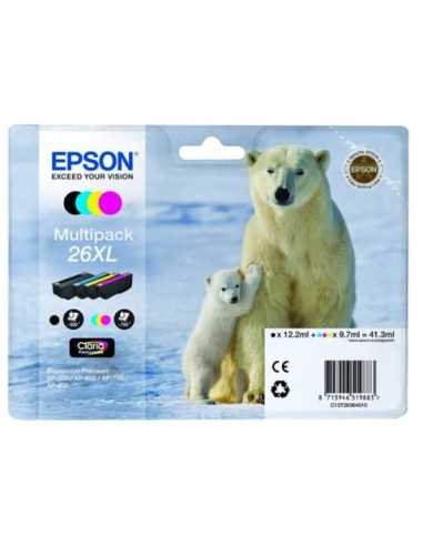 Cartucce inkjet alta resa Orso polare 26XL Epson n+c+m+g Conf. 4 - C13T26364010