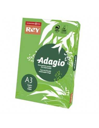 Carta colorata A3 INTERNATIONAL PAPER Rey Adagio verde intenso 52 risma 250 fogli - ADAGI160X500