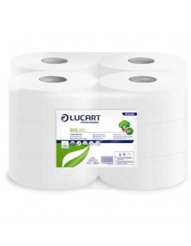 Carta igienica Lucart Eco 200 m mini jumbo 2 veli 12 rotoli da 527 strappi - 812098U