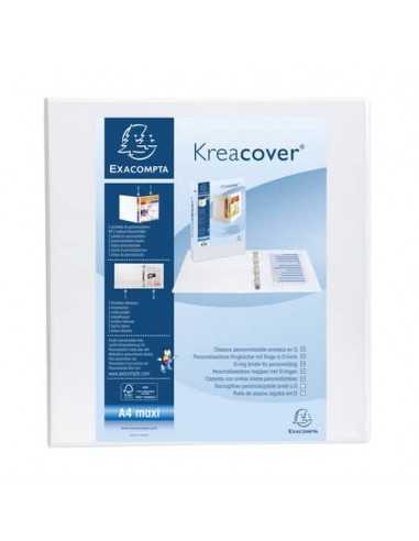 Raccoglitore personalizzabile Exacompta A4 maxi Kreacover® bianco 4 anelli a D 60 mm - 51945E