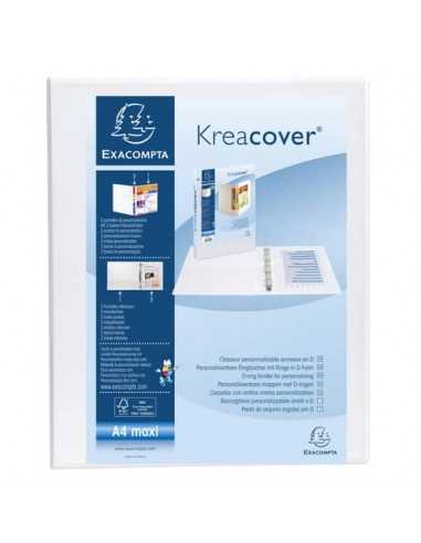 Raccoglitore personalizzabile Exacompta A4 maxi Kreacover® bianco 4 anelli a D 25 mm - 51946E