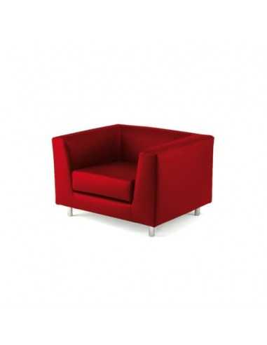 Divano attesa a 1 posto Unisit Quad QD1 schienale fisso - rivestimento tessuto ignifugo rosso - QD1/IR