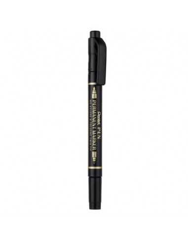 Marcatore permanente doppia punta Pentel Twin Tip tratti F-M nero N75W-AE