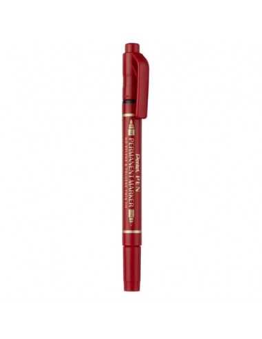 Marcatore permanente doppia punta Pentel Twin Tip tratti F-M rosso N75W-BE