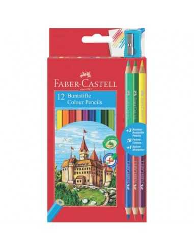 Matite colorate Faber-Castell Eco Il Castello Conf. 12 + 3 Bicolor - 110312