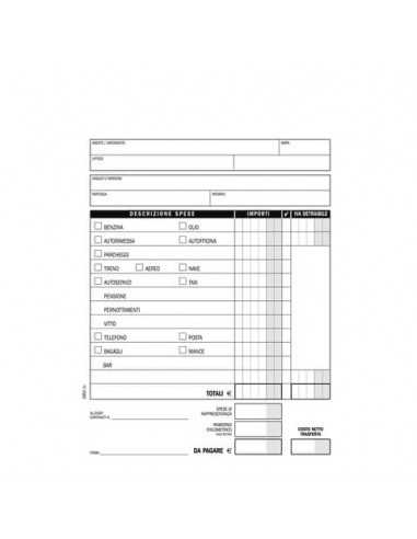 Buste-Nota spese da rimborsare Data Ufficio - 25 buste staccabili con voci prestampate - 28x15 cm DU185000000