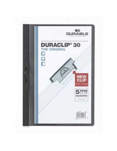 Cartellina con clip Durable DURACLIP® A4 - dorso 3 mm - capacità 30 fogli nero - 220001