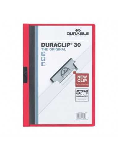 Cartellina con clip Durable DURACLIP® A4 - dorso 3 mm - capacità 30 fogli rosso - 220003