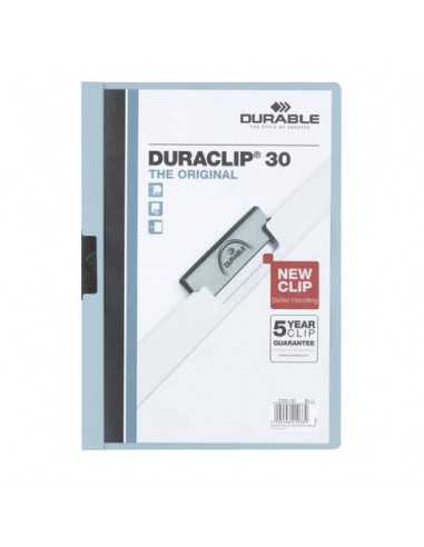 Cartellina con clip Durable DURACLIP® A4 - dorso 3 mm - capacità 30 fogli azzurro - 220006