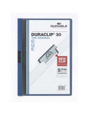 Cartellina con clip Durable DURACLIP® A4 - dorso 3 mm - capacità 30 fogli blu - 220007