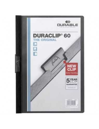 Cartellina con clip Durable DURACLIP® A4 - dorso 6 mm - capacità 60 fogli nero - 220901