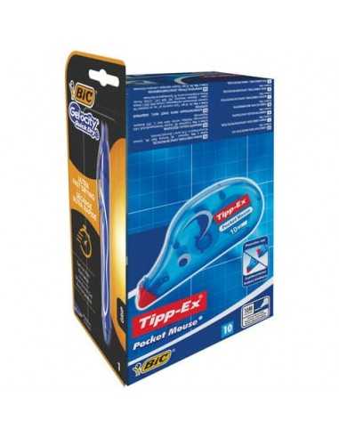 Correttori a nastro TIPP-EX Pocket Mouse 4.2 mm x 10 m Conf. da 10 + Penna Gelocity Quick Dry Blu - 989680