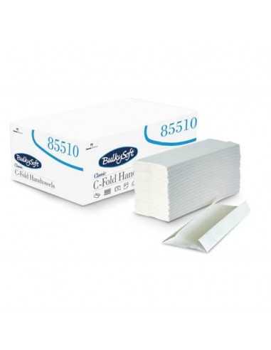 Asciugamani interfogliati piagatura a C Bulkysoft 23x31 cm bianco Cf. 20 fascette da 153 fogli - 85510.E20