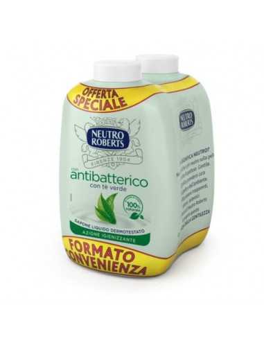 Ricarica sapone Neutro Roberts Antibatterico con tè verde - 200 ml Conf 2 pezzi - R908140NR