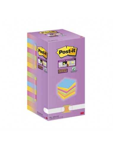 Foglietti riposizionabili Post-it® Super Sticky Color Notes 76x76 mm Tower Pack 16 blocchetti da 90 ff