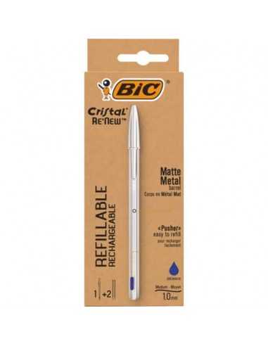 Penna a sfera ricaricabile BIC Cristal Re-New 1 mm blu 997202