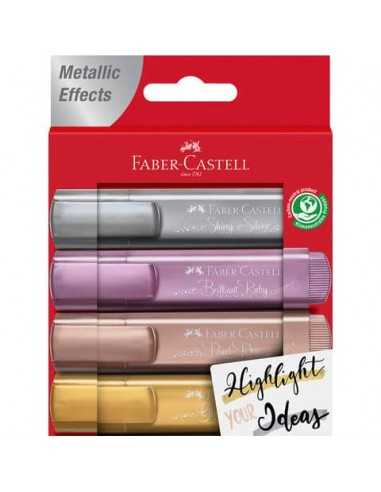 Evidenziatori Textliner 46 tratto 1-2-5 mm Faber-Castell metallic assortiti - conf. 4 pezzi - 154640