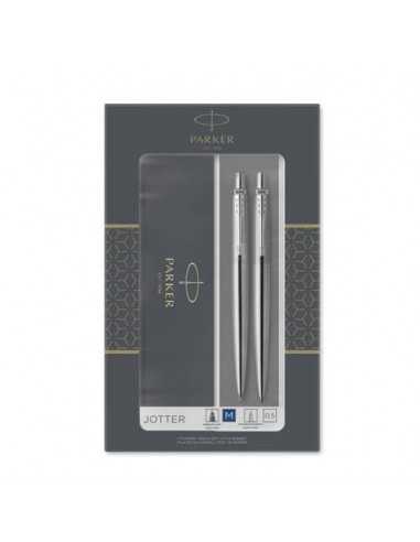 Gift set Duo Parker - Penna a sfera a scatto Jotter M Stainless Steel CT + Portamine 0