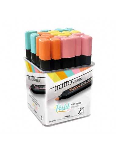 Evidenziatori Tratto Video Pastel 1-5 mm 5 colori assortiti - barattolo da 20 pezzi - F837900