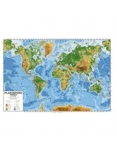 Carta geografica plastificata - 100x140 cm CWR planisfero 06997