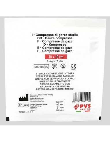 Busta di garza compressa sterile - 10x10 cm a 8 pieghe PVS bianco GAZ111