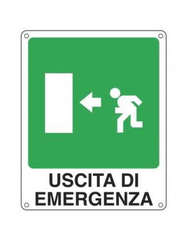 Cartello sicurezza 25x31 cm. Cartelli Segnalatori "Uscita di emergenza sinistra" - E20105X