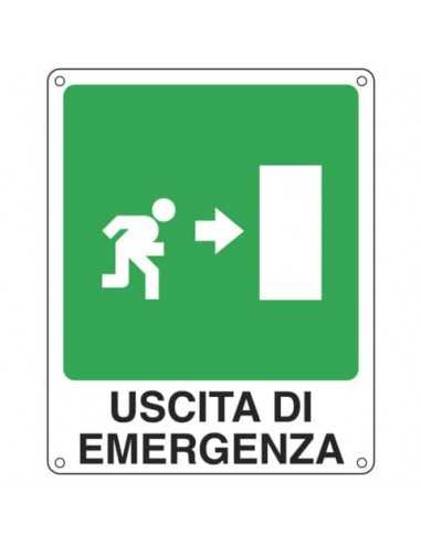 Cartello sicurezza 25x31 cm. Cartelli Segnalatori "Uscita di emergenza destra" E20106X