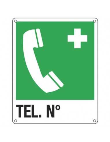 Cartello d'emergenza 25x31 cm Cartelli Segnalatori "Telefono di emergenza. Telefono n°" - E20162X