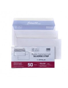 Buste senza finestra Pigna Envelopes Silver90 Strip 90gr/mq taglio quadro bianche 11x23cm - Conf. 50 pz 0071720