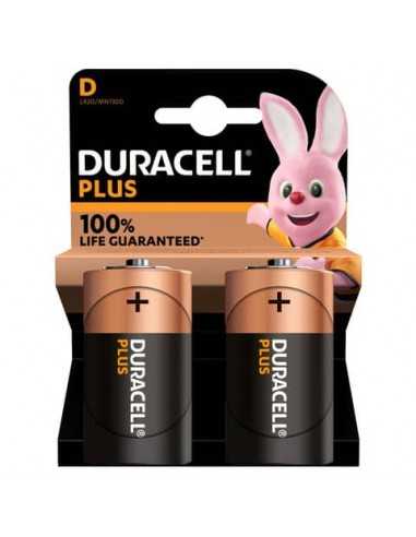 Batteria alcaline Duracell Plus100 Torcia D MN1300 mAh - blister da 2 - DU0401