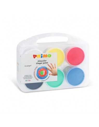 Tempera a dita Primo 100 g - valigetta 6 colori assortiti in vasetti in polipropilene - 221TD100SP