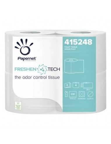 Carta Igienica Freshen tech 3 veli - 230 strappi - conf. 4 rotoli Papernet bianco 415248