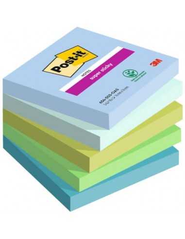 Foglietti Post-it® Super Sticky Oasis - conf. 5 blocchetti da 90 ff 76x76 mm - 654-5SS-OAS