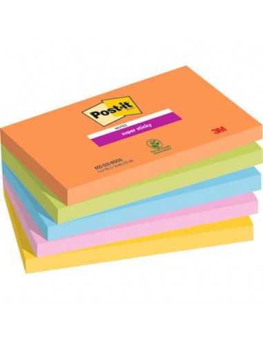 Foglietti Post-it® Super Sticky Boost - conf. 5 blocchetti da 90 ff 76x127 mm - 655-5SS-BOOS