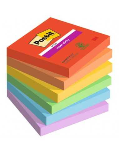 Foglietti Post-it® Super Sticky Playful conf. 6 blocchetti da 90 ff - 76x76 mm - 654-6SS-PLAY