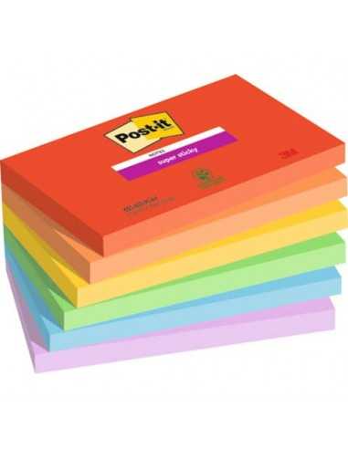 Foglietti Post-it® Super Sticky Playful conf. 6 blocchetti da 90 ff 76x127 mm - 655-6SS-PLAY