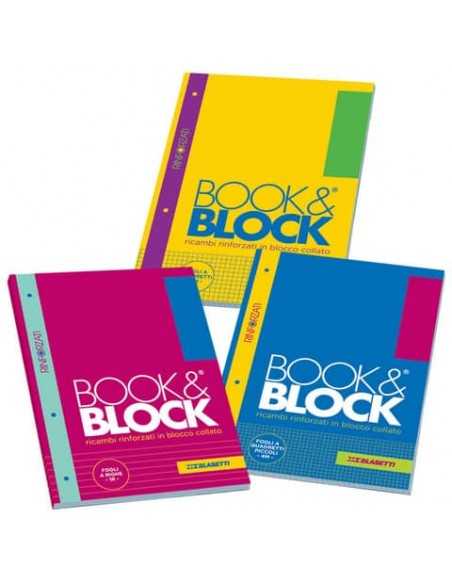 Blocco 40 ff A4 collato lato lungo - forati e rinforzati - 80 gr/mq Blasetti Blocco Book & Block quadretto 5M - 5720