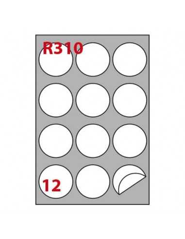 Etichette bianche rotonde permanenti Copiatabu R310 laser/inkjet - 12 et./foglio - conf. 100 ff Markin Ø60 mm