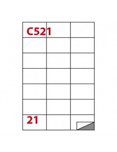 Etichette bianche permanenti Copiatabu C521 laser/inkjet - 21 et./foglio - conf. 100 fogli Markin 70x42