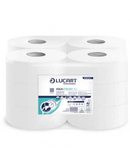 Carta igienica mini jumbo 2 veli Lucart Professionale Aquastream 150 conf. 12 rotoli da 150 mt - 812223J