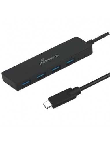 Hub Type C USB 3.0 con 4 porte Media Range - nero MRCS508