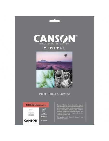 Carta fotografica Premium bianca 20 fogli - 255 g/m² HighGloss RC Canson A4 C33300S005