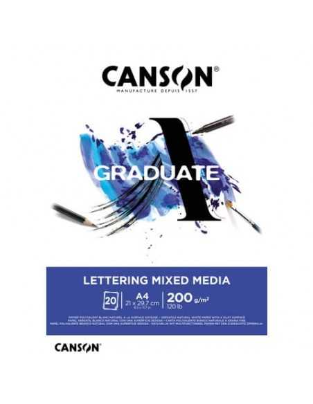 Blocco GRADUATE Lettering Mixed Media A4 20 fogli 200 g/m² Canson bianco C31250P028