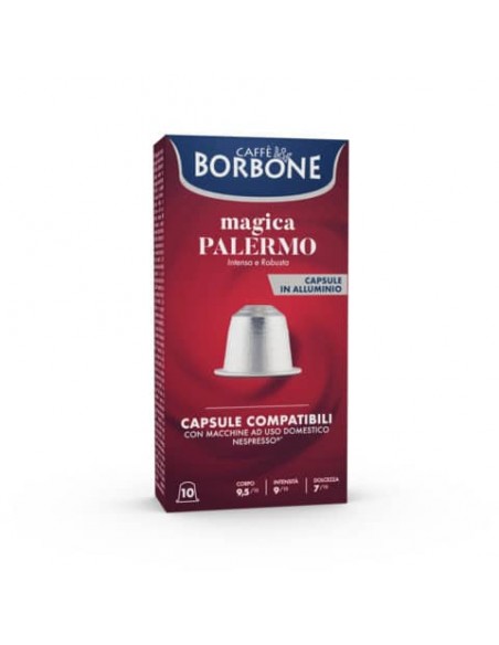 Capsule compatibili Respresso alluminio 100 pz Caffe Borbone qualità Magica Palermo REBMAGPALERMO10X10N