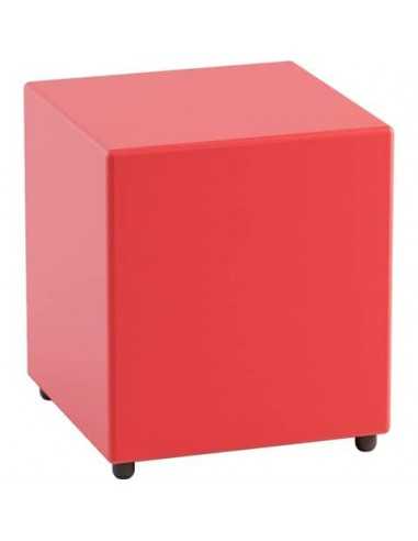 Pouf in similpelle cubico 40x40x46 cm Motris rosso PSRT40SPNI03