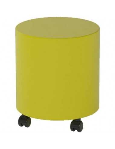 Pouf tondo su ruote in similpelle Ø 40x46 h cm Motris giallo PSTD40SPNIW01