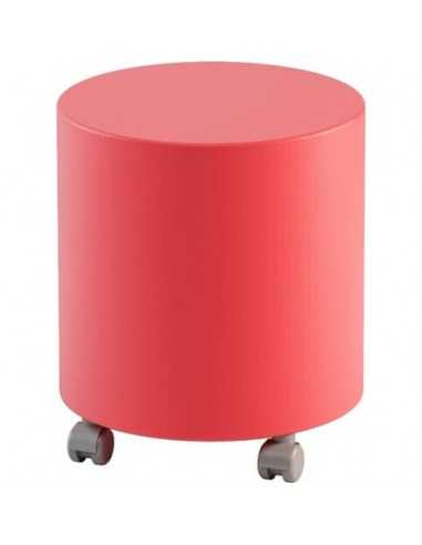 Pouf tondo su ruote in similpelle Ø 40x46 h cm Motris rosso PSTD40SPNIW03